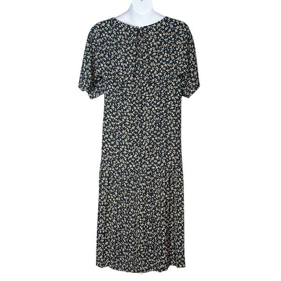 Cynthia Howie Floral Maxi Dress Sz 22 Tiered Sheath Emerald & Gold Short Sleeve - Picture 9 of 11